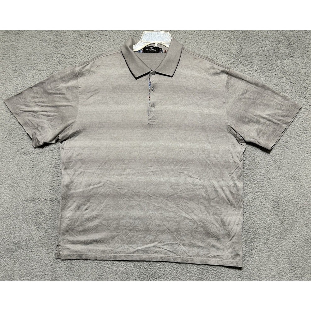 Bugathchi‎ Uomo Shirt Mens 2XL Gray Floral Print Silver Gray Golf Preppy